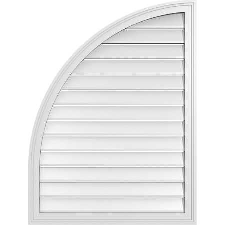 Quarter Round Top Left Surface Mount PVC Gable Vent W/ 2W X 1-1/2P Brickmould Frame, 30W X 40H